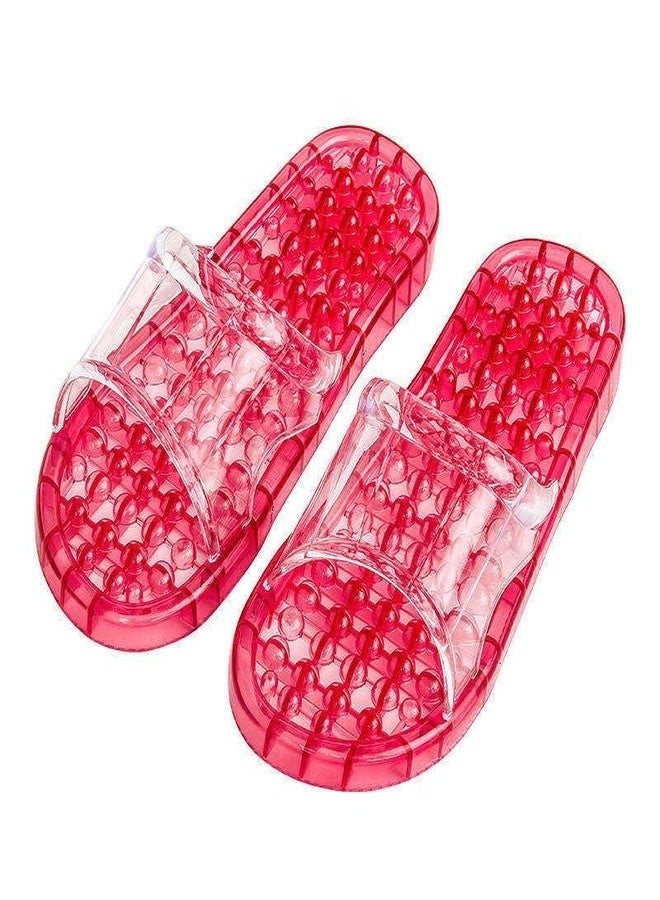 Teraabliss Transparent Acupressure Slippers For Adults | Acupressure Slippers For Total Health Care Chappal Slipper | Slimming Spa Massage Bathroom Slipper (red, Large) - Image 1