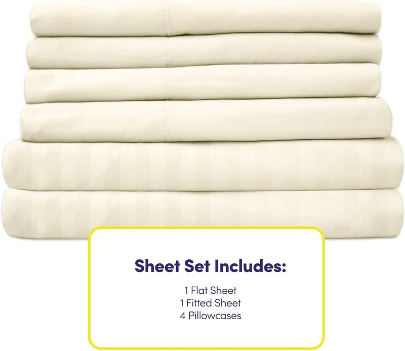 Full Size Bed Sheets - 6 Piece 1500 Supreme Collection Fine Brushed Microfiber Deep Pocket Full Sheet Set Bedding - 2 Extra Pillow Cases, Great Value, Full, Dobby Beige - Image 4