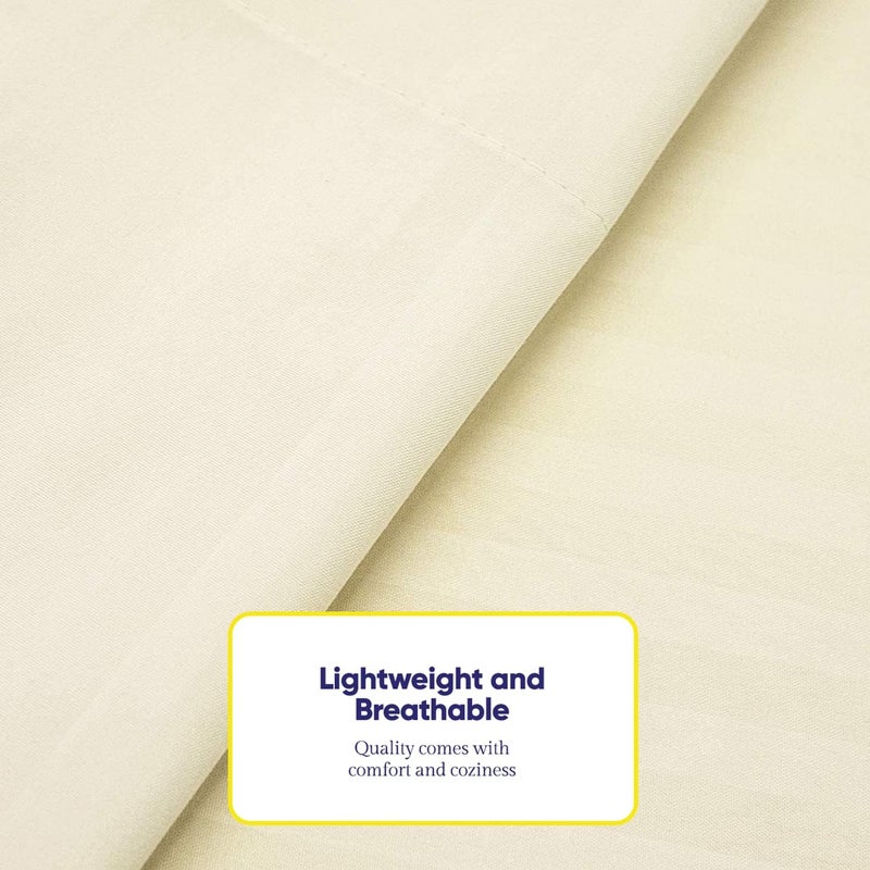 Full Size Bed Sheets - 6 Piece 1500 Supreme Collection Fine Brushed Microfiber Deep Pocket Full Sheet Set Bedding - 2 Extra Pillow Cases, Great Value, Full, Dobby Beige - Image 5