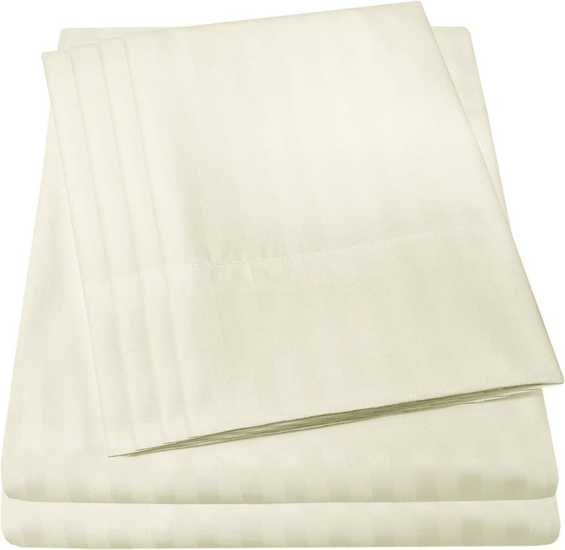 Full Size Bed Sheets - 6 Piece 1500 Supreme Collection Fine Brushed Microfiber Deep Pocket Full Sheet Set Bedding - 2 Extra Pillow Cases, Great Value, Full, Dobby Beige - Image 1