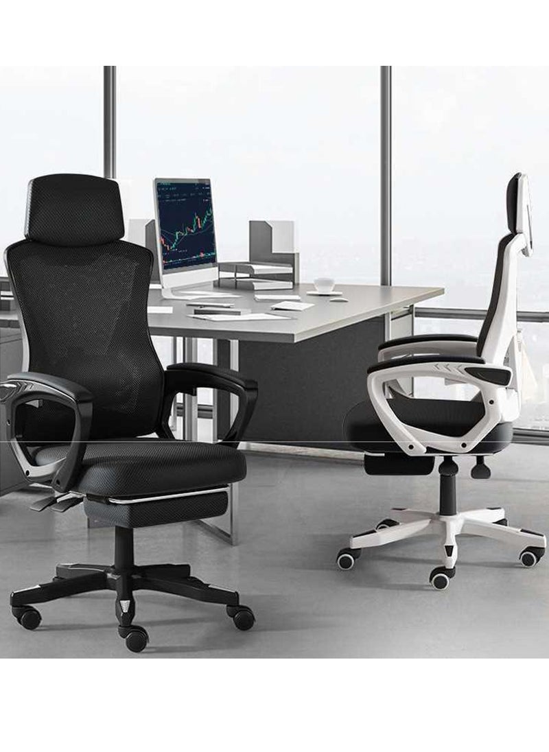 CityRiya-Long Office Chair Computer Desk Chair Ergonomic Gaming Chairs Home Office Desk Chair Mesh Chair Comfortable Game Chairs with Headrest and High Back Mesh Swivel Office Task Chair（z1-white）  - Image 3