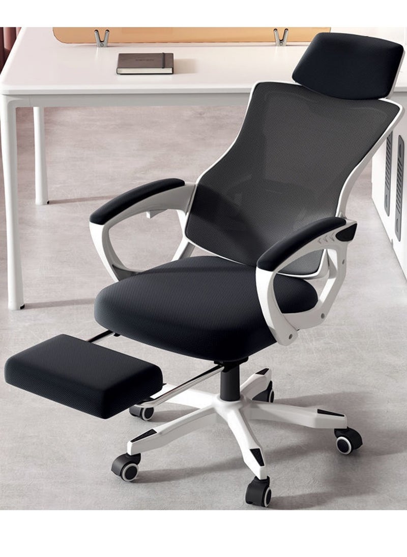 CityRiya-Long Office Chair Computer Desk Chair Ergonomic Gaming Chairs Home Office Desk Chair Mesh Chair Comfortable Game Chairs with Headrest and High Back Mesh Swivel Office Task Chair（z1-white）  - Image 1