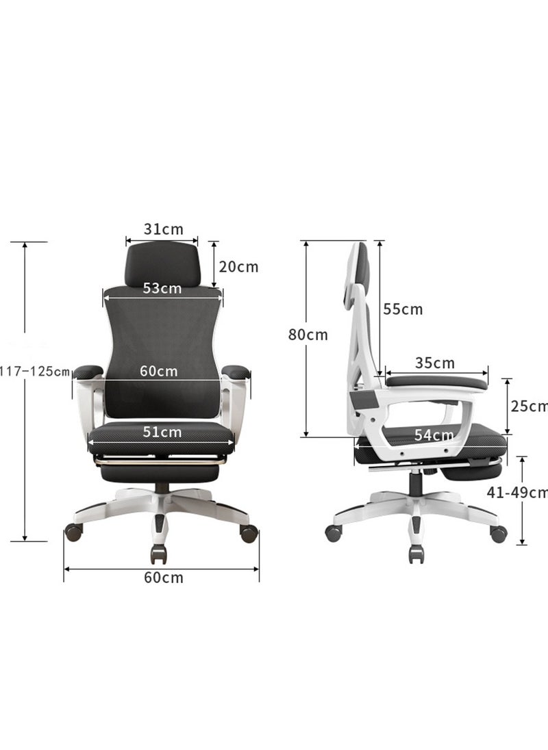 CityRiya-Long Office Chair Computer Desk Chair Ergonomic Gaming Chairs Home Office Desk Chair Mesh Chair Comfortable Game Chairs with Headrest and High Back Mesh Swivel Office Task Chair（z1-white）  - Image 4