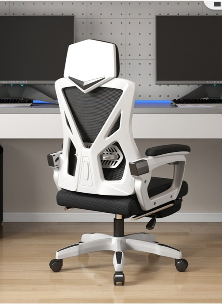 CityRiya-Long Office Chair Computer Desk Chair Ergonomic Gaming Chairs Home Office Desk Chair Mesh Chair Comfortable Game Chairs with Headrest and High Back Mesh Swivel Office Task Chair（z1-white）  - Image 5