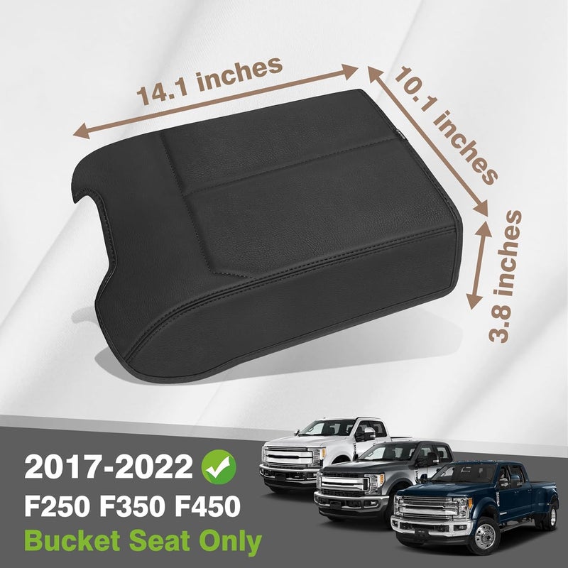Muslogy غطاء مسند الذراع لوحة التحكم المركزية من ، متوافق مع سيارات Ford F250 وF350 وF450 للأعوام 2017-2022 (طراز Super Duty)؛ وسادة مسند الذراع مريحة، مع حامي من الجلد النباتي، سمك عادي (فقط لمقاعد النوع “Bucket Seat”). - Image 2