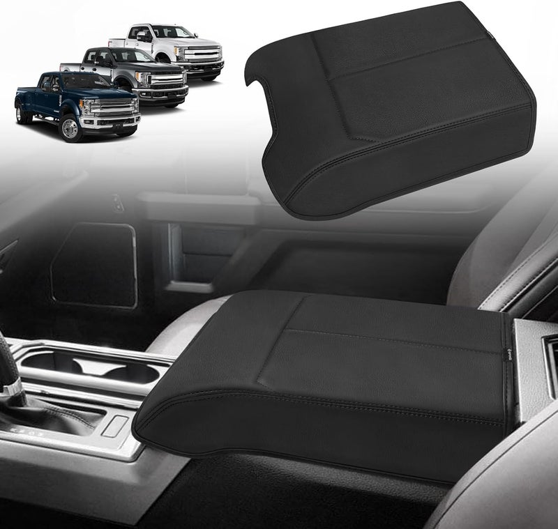 Muslogy غطاء مسند الذراع لوحة التحكم المركزية من ، متوافق مع سيارات Ford F250 وF350 وF450 للأعوام 2017-2022 (طراز Super Duty)؛ وسادة مسند الذراع مريحة، مع حامي من الجلد النباتي، سمك عادي (فقط لمقاعد النوع “Bucket Seat”). - Image 1
