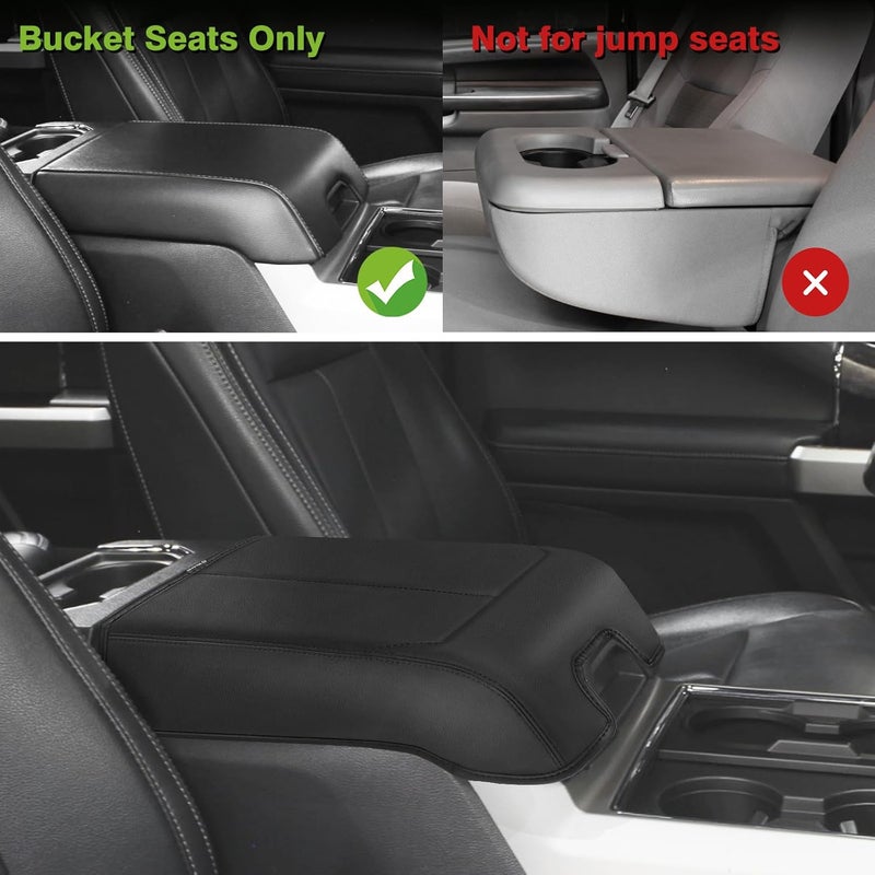 Muslogy غطاء مسند الذراع لوحة التحكم المركزية من ، متوافق مع سيارات Ford F250 وF350 وF450 للأعوام 2017-2022 (طراز Super Duty)؛ وسادة مسند الذراع مريحة، مع حامي من الجلد النباتي، سمك عادي (فقط لمقاعد النوع “Bucket Seat”). - Image 5