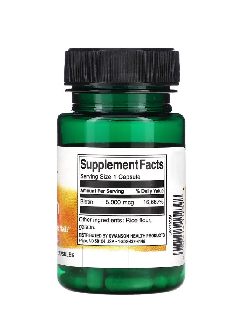 SWANSON Biotin 5000 mcg 30 Capsules - Image 2