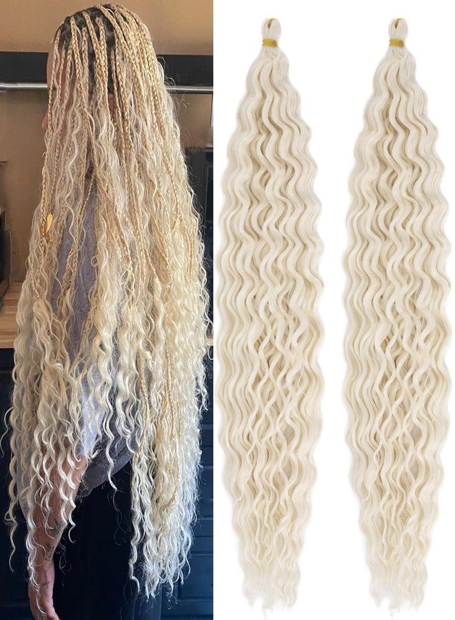 UPerfe Deep Ocean Wave Wavy Braiding Hair Blonde Curly Ocean Deep Wave Crochet Hair 613 Boho Hair for Braiding 24 inch 2 Packs Boho Curls Braids Extensions - Image 1
