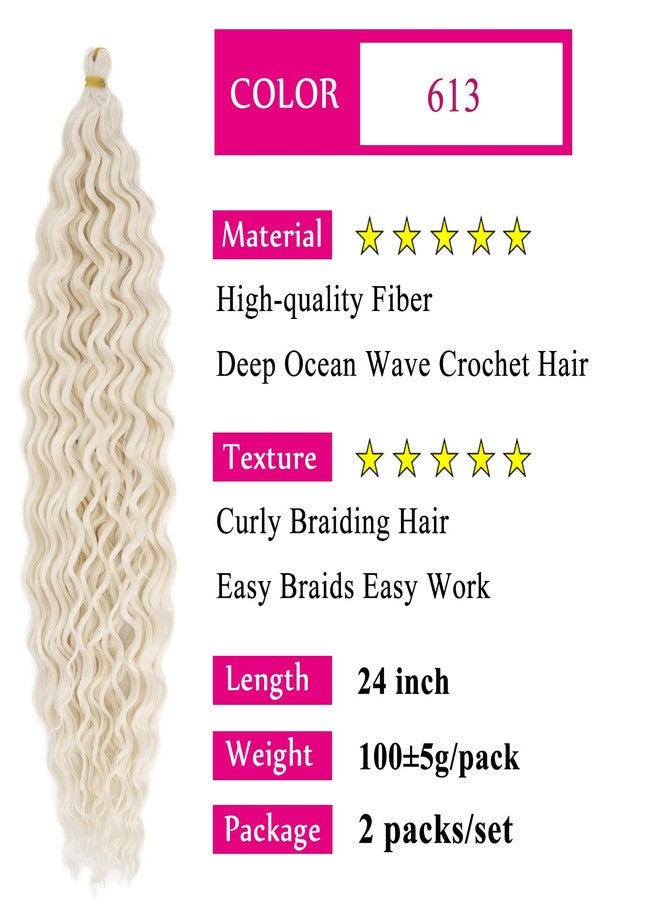 UPerfe Deep Ocean Wave Wavy Braiding Hair Blonde Curly Ocean Deep Wave Crochet Hair 613 Boho Hair for Braiding 24 inch 2 Packs Boho Curls Braids Extensions - Image 3