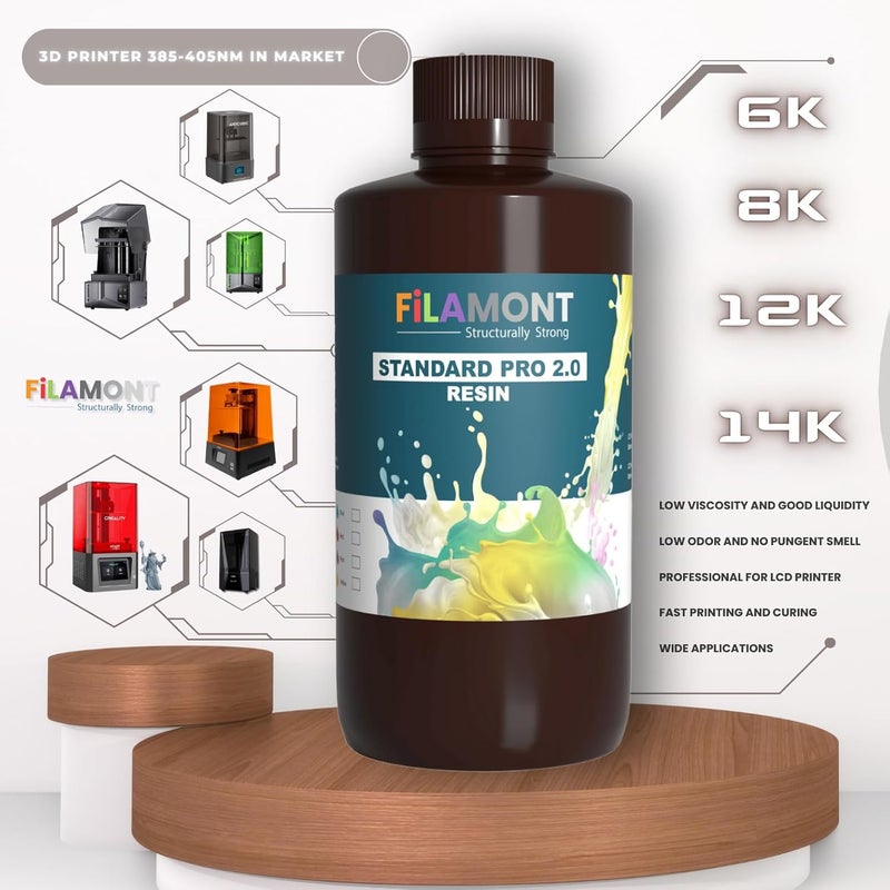 Protomont TECHNOLOGIES FiLAMONT Standard Pro 2.0 3D Printer Resin – Nebula Grey, 1kg | High Precision, Durable UV-Curing Photopolymer for SLA, DLP, LCD 405nm Printers | Ideal for Prototyping & Engineering Models - Image 3