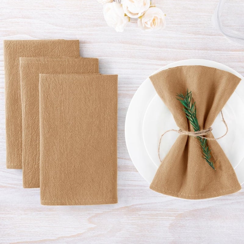 MLMW Caramel Cloth Napkins Set of 8 Rustic Dinner Cotton Napkins Cloth Bulk Washable 1616 for Wedding Party Baby Bridal Shower Birthday Table Decorations - Image 4