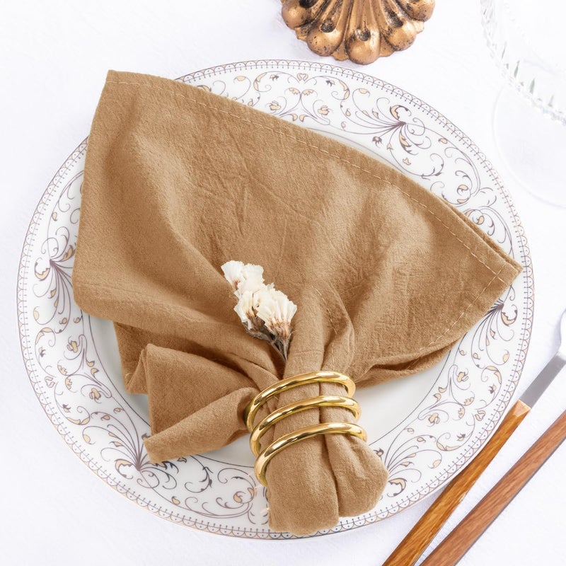 MLMW Caramel Cloth Napkins Set of 8 Rustic Dinner Cotton Napkins Cloth Bulk Washable 1616 for Wedding Party Baby Bridal Shower Birthday Table Decorations - Image 3
