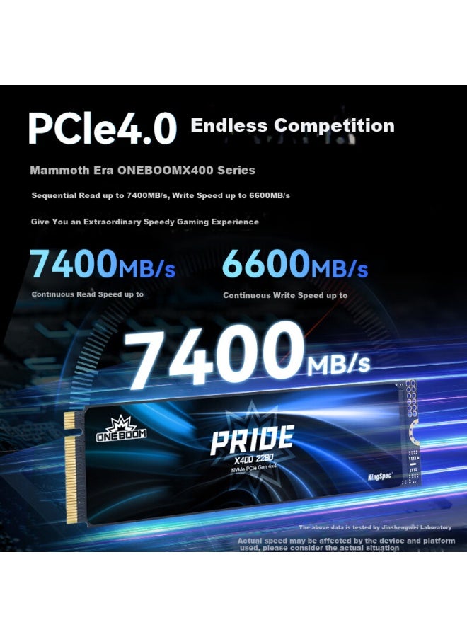 Kingspec 2tb Ssd Solid State Drive M.2 Interface Pcie 4.0 Read Speed 7400mb/s Nvme 1.4 Tlc Chip Desktop Laptop Universal Oneboom Mammoth Record - Image 1