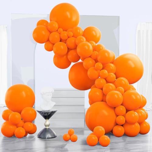 PartyWoo Orange Balloons 140pcs Different Sizes of 18 12 10 5 Inch Matte Fall Balloon Arch Kit Garland for Thanksgiving Halloween Little Cutie Baby Shower Birthday Party Decorations OrangeY9 - Image 1