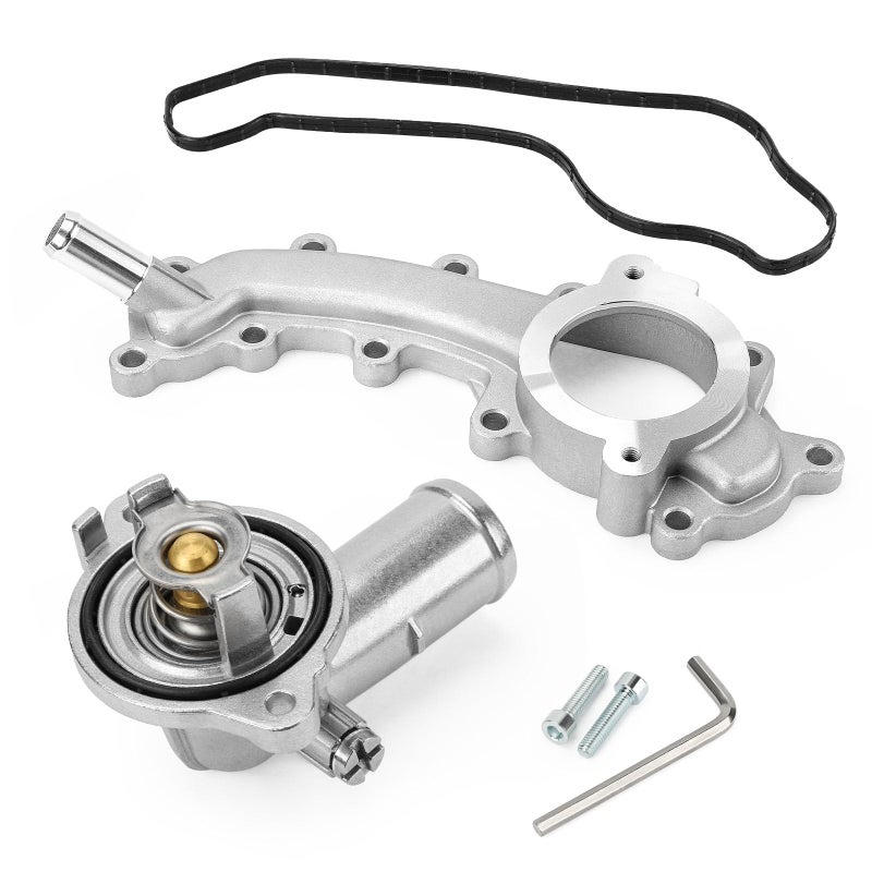 C-Tzu Upgrade Aluminium Thermostat Housing Assembly And Engine Coolant Crossover Water Outlet Pipe For Dodge Durango 2011-2015 Jeep Grand Cherokee 2011-2015 - Replaces 5184653Af 902-3102Hp 902-852 - Image 1