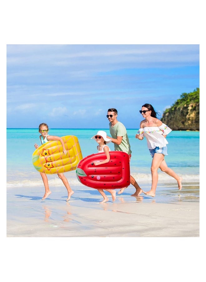 Generic - Inflatable Boogie Boards for Kids - Fun Swimming Pool Floating Surf Bodyboards with Handles in Pineapple and Strawberry Designs, Perfect for Learning to Swim and Summer Water Activities (Set of 2) - Image 1