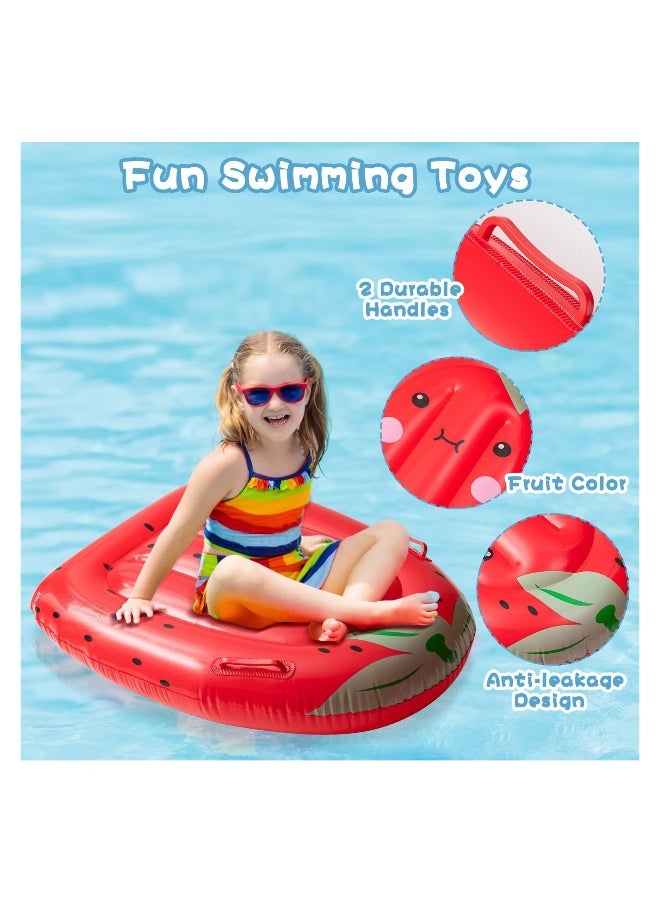 Generic - Inflatable Boogie Boards for Kids - Fun Swimming Pool Floating Surf Bodyboards with Handles in Pineapple and Strawberry Designs, Perfect for Learning to Swim and Summer Water Activities (Set of 2) - Image 1