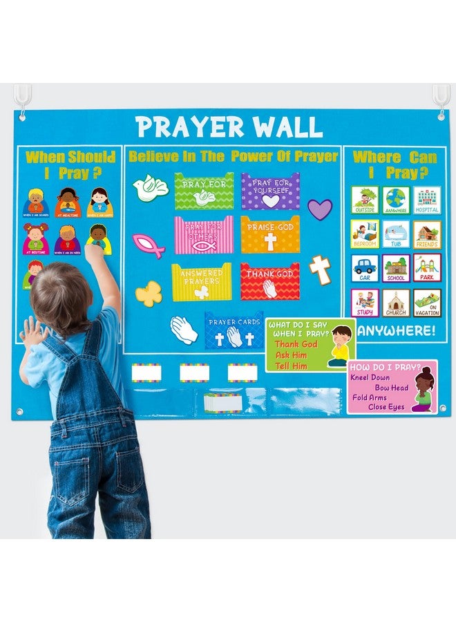 WATINC 37Pcs Prayer Wall Felt Story Board Set with Story Card, Prayer Bulletin Board Accessories, Religious Flannel Felt Stories for Preschool Kids Classroom Sunday School Home - Image 1