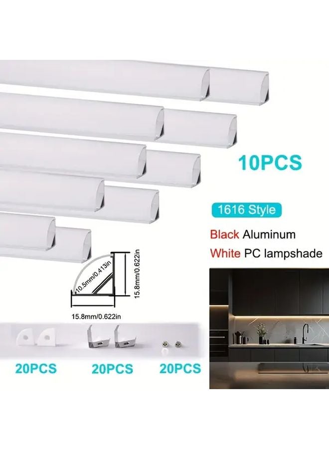 10Pcs LED Aluminum Channel System 19.69Inch With Milky White Diffuser Cover - Image 1