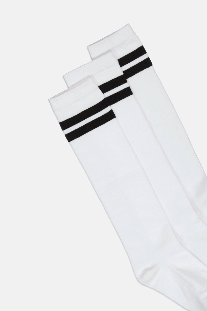 Material Girl Toddlers Girl 3 Pairs Textured High Knee Socks, White - Image 2