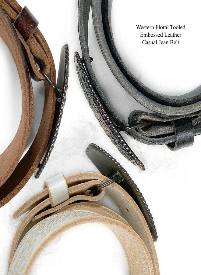 Belts.com Western Fashion Style Floral Engraved Buckle Full Grain Genuine Leather Belt 1-1/2" (38mm) Wide, Multi-Style Options (Brown, 30) - Image 5