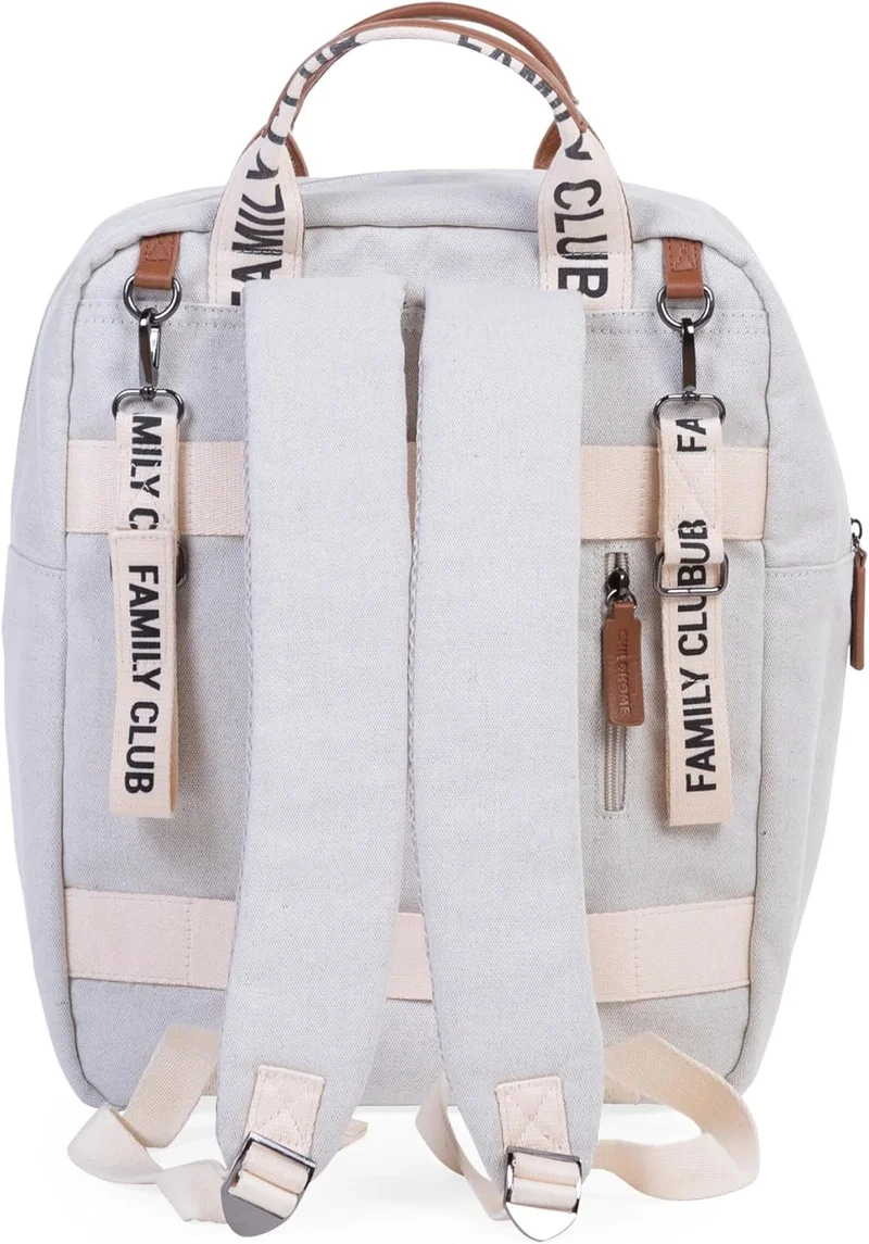 تشايلد هوم Childhome Family Bag Club Changing Backpack - Large Capacity, Multifunctional with Changing Mat, 11 Compartments, Isothermal Pockets, Trolley Case Passage, Pram Attachment, 20.5L, Ecru