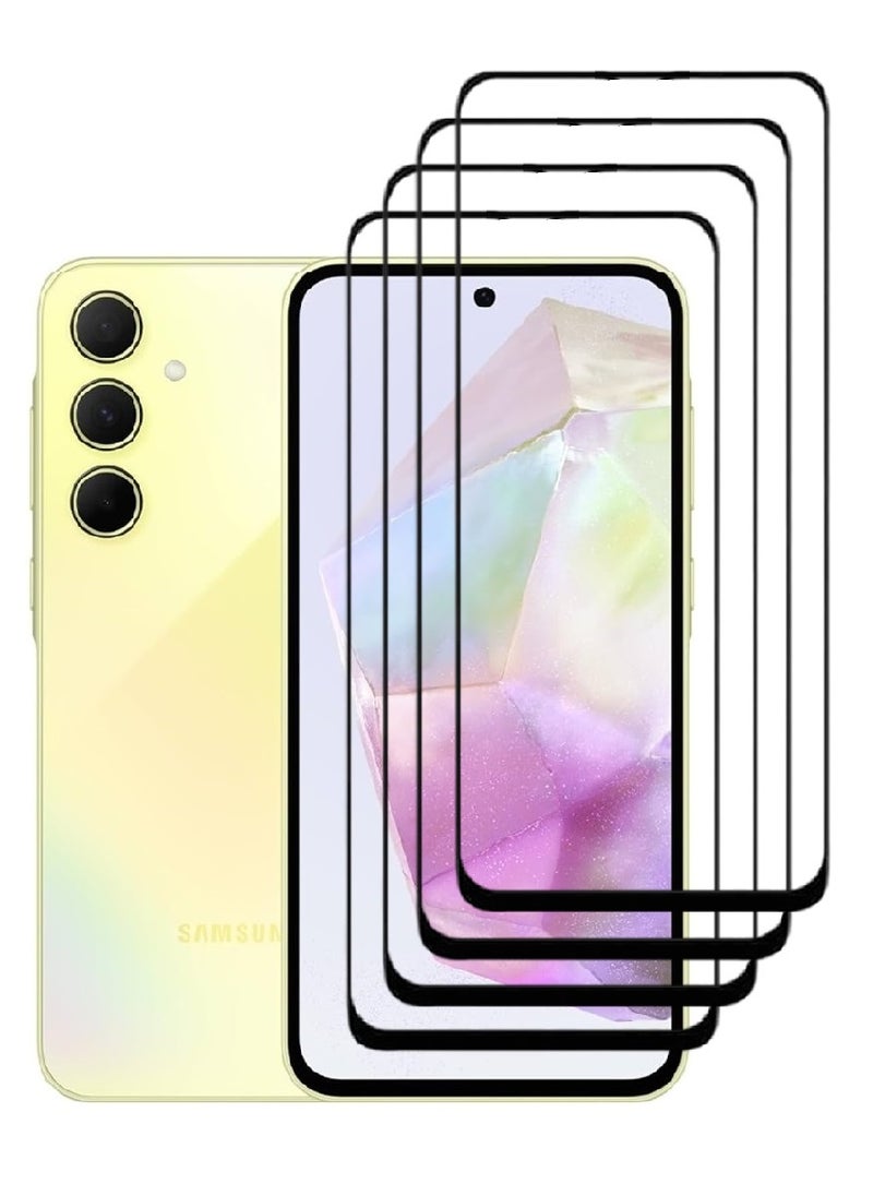 AINA 4 Pieces Tempered Glass Screen Protector 5D Designed For Samsung Galaxy A35 Full Glue Edge to Edge Full Screen Coverage And Bubble Free - Image 1