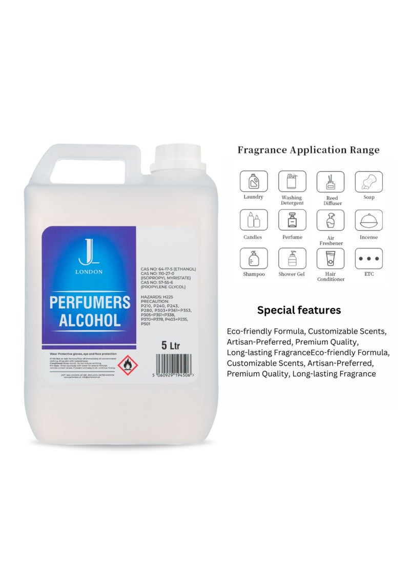 JAN LONDON Jan London's Perfumers Alcohol, Ethanol, Isopropyl Myristate, and Propylene blend empowers you to create custom scents for perfumes, aftershaves, diffusers, and room sprays 5litre  - Image 3