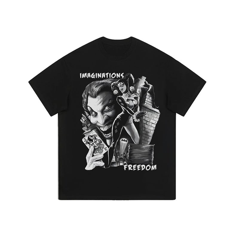 Street Trendy Brand Oversize Printed Washed Old Short-Sleeved T-Shirt For Men And Women Trendy Vibe Retro Half-Sleeved T-Shirt - Image 3