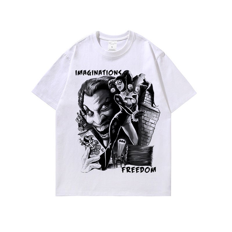 Street Trendy Brand Oversize Printed Washed Old Short-Sleeved T-Shirt For Men And Women Trendy Vibe Retro Half-Sleeved T-Shirt - Image 5