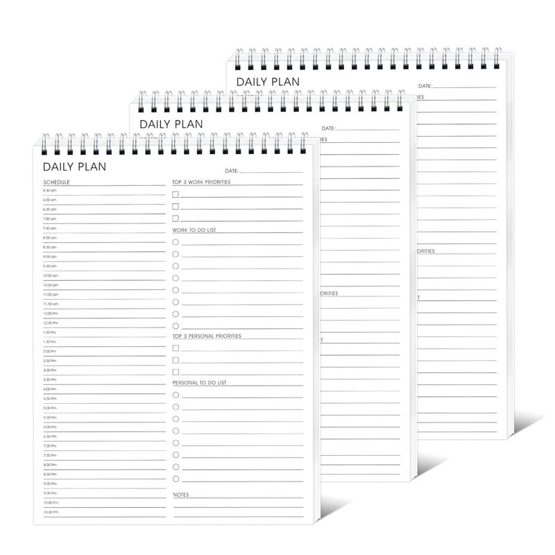 KAICN 3PC Daily Shedule Planner Hourly Appointment Planner Personal Organizer with Work To-Do List, Priorities 6.5 x 9.8 - Image 1