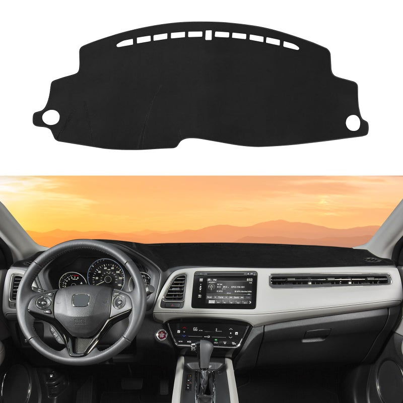 Rilsen Dashboard Cover Mat Custom Fit for Honda HRV HRV 20162022 Left Hand Driving Dash Cover Nonslip Dash Mat Protector Sunshade No Glare Black
