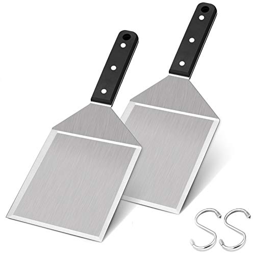 Leonyo Metal Spatula 2 PCS, Heavy Duty Stainless Steel Griddle Burger Spatula, as Barbecue Hamburger Turner Grilling BBQ Griddle Accessories - Image 1