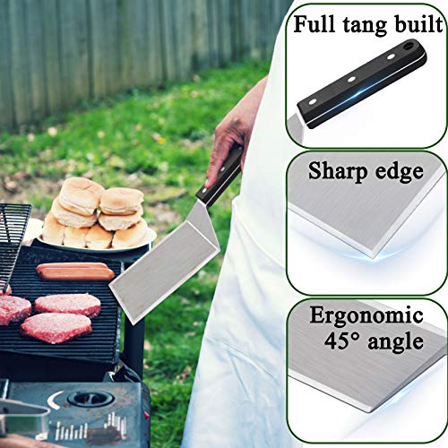 Leonyo Metal Spatula 2 PCS, Heavy Duty Stainless Steel Griddle Burger Spatula, as Barbecue Hamburger Turner Grilling BBQ Griddle Accessories - Image 2