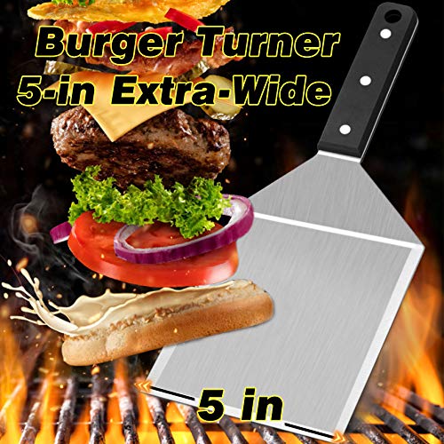 Leonyo Metal Spatula 2 PCS, Heavy Duty Stainless Steel Griddle Burger Spatula, as Barbecue Hamburger Turner Grilling BBQ Griddle Accessories - Image 3