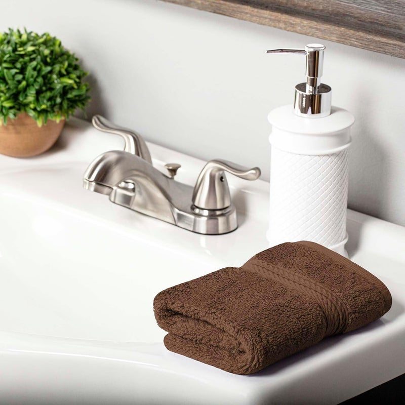 Superior Solid Egyptian Cotton Face Towel Set, 13" x 13", Chocolate, 6-Pieces - Image 5