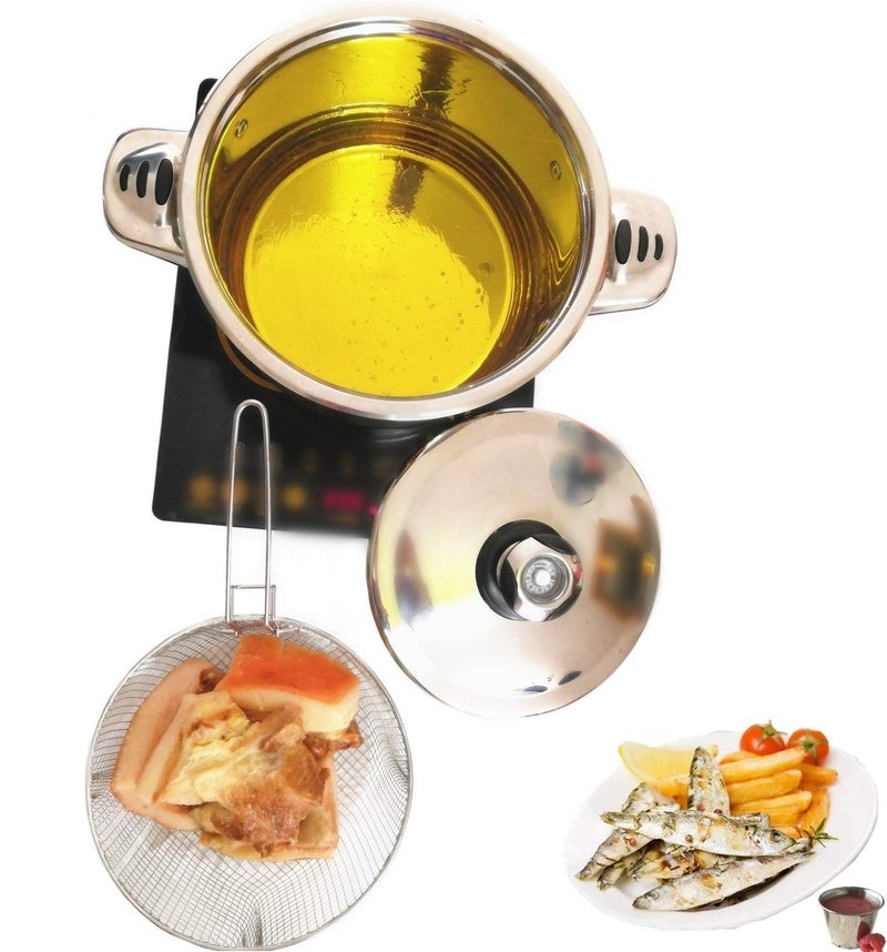 i Kito 6QT Deep Fryer Set Stainless Steel Deep Fry Basket  3Ply Deep Frying Pot Sauce Pan With Lid