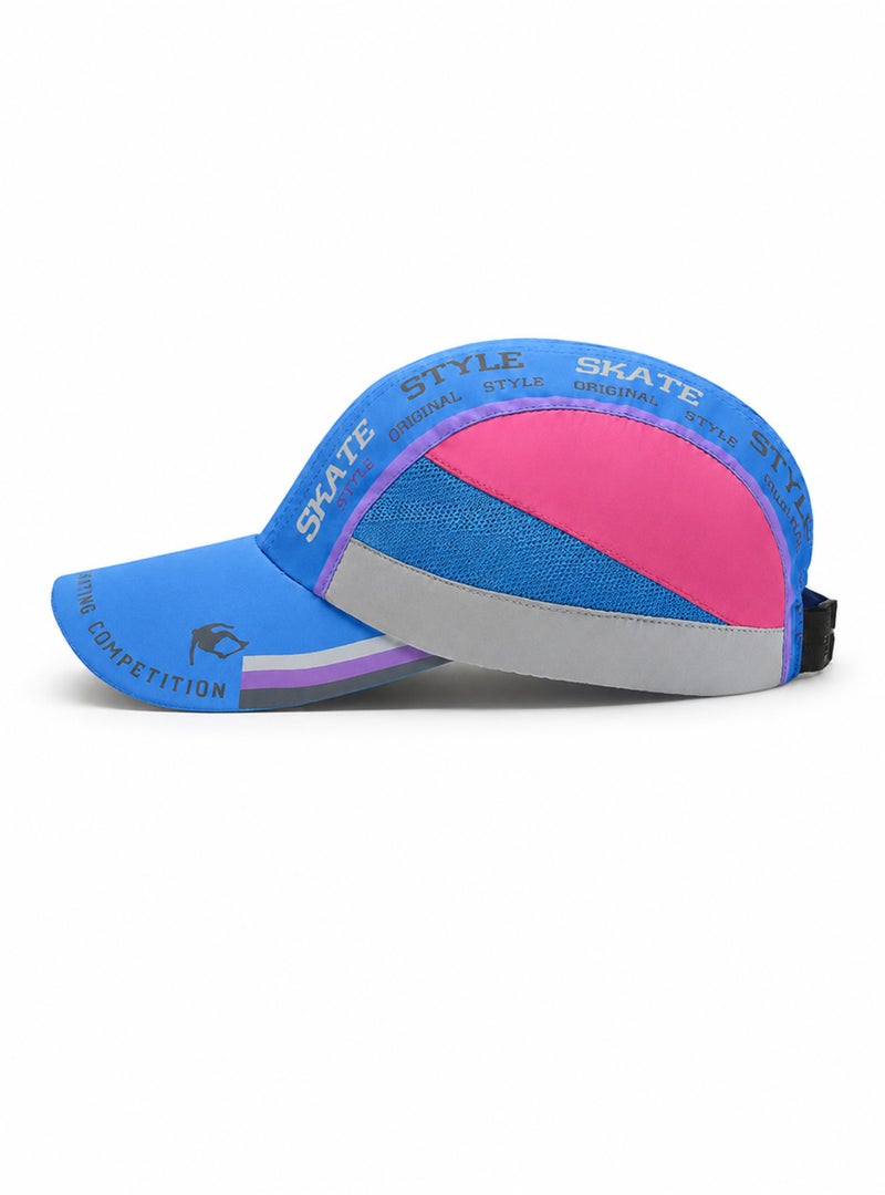 HASTE Print Panel Mesh Baseball Cap - Quick Dry Adjustable - Lake Blue - Image 3