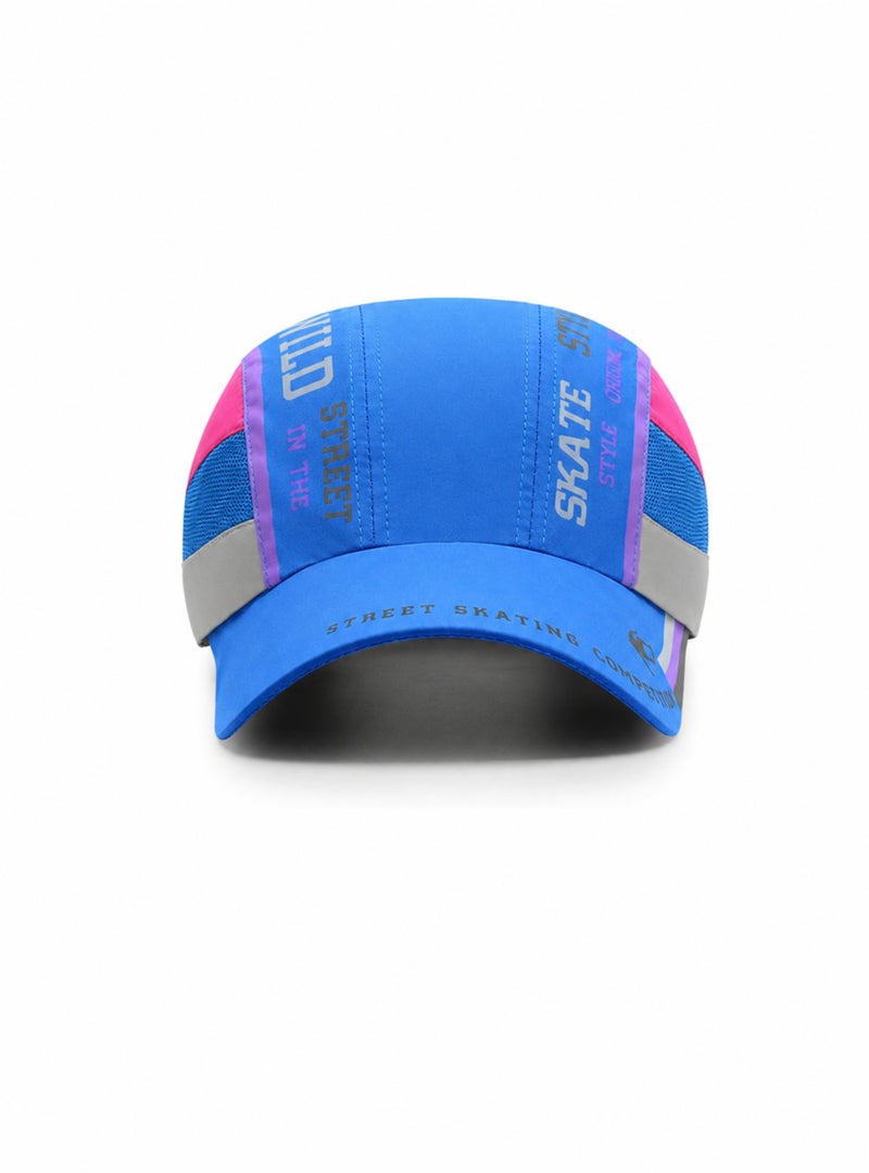 HASTE Print Panel Mesh Baseball Cap - Quick Dry Adjustable - Lake Blue - Image 2