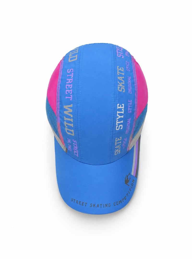 HASTE Print Panel Mesh Baseball Cap - Quick Dry Adjustable - Lake Blue - Image 4