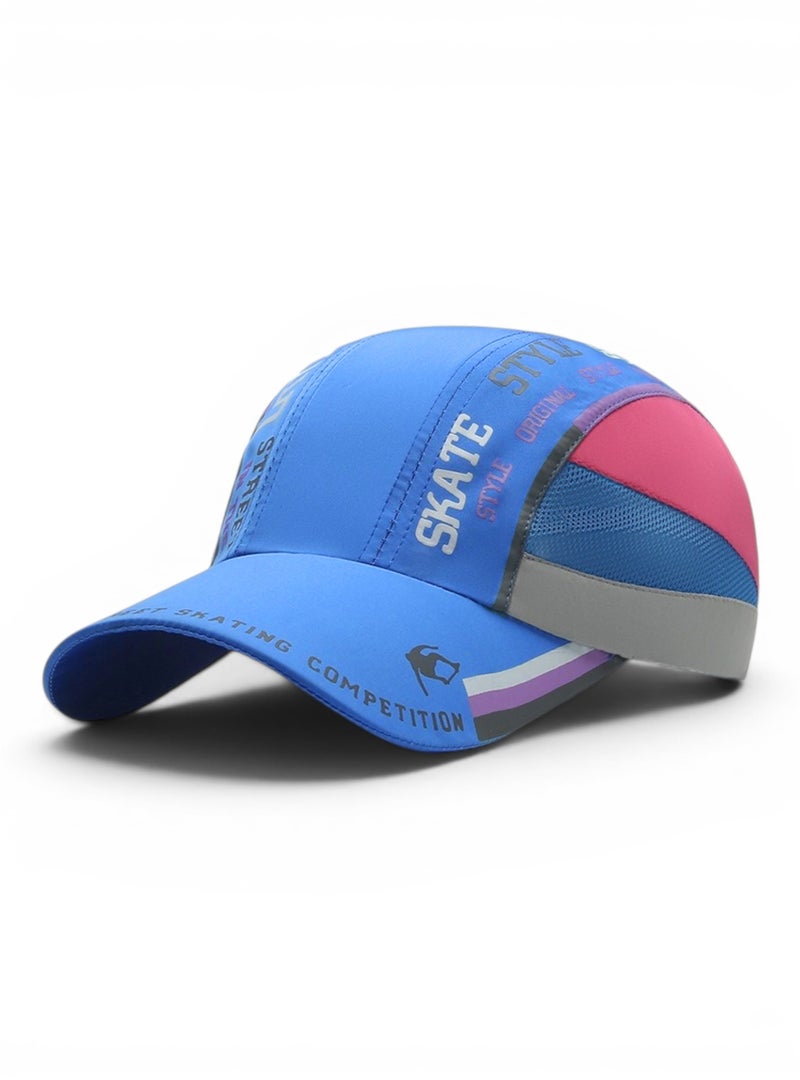 HASTE Print Panel Mesh Baseball Cap - Quick Dry Adjustable - Lake Blue - Image 1
