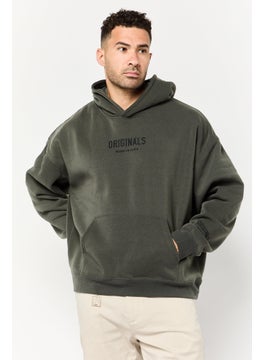 Originals by Brooklyn Cloth Men Embroidered Logo Long Sleeve Hoodie, Dark Olive  - Image 1