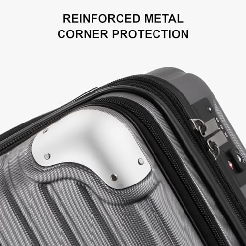 LEVEL8 Grace Carry on Luggage, 20 Inch Expandable Hard Shell Suitcases with Wheels, Abs+Pc Harshell Spinner Luggages with Tsa Lock, Travel Bag for Women Men, Grey - Image 5