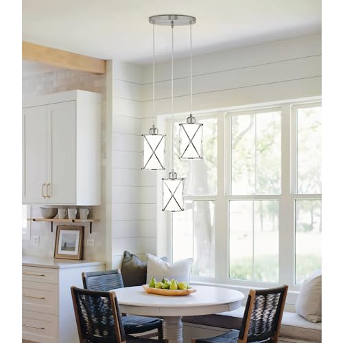 Osimir Brushed Nickel Dining Room Chandelier Light Fixture, 3-Light Pendant Lighting with Frosted Glass, Modern Kitchen Island Cluster Hanging Pendant Lights for Sink, CH9176BNW3 - Image 5
