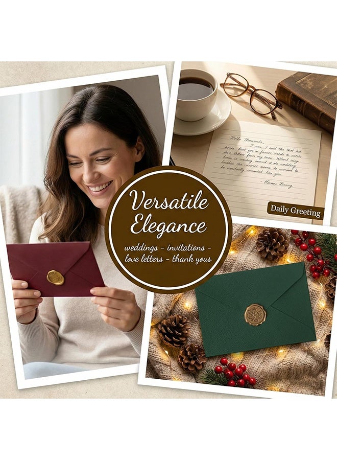 Green Vintage Letter Paper Set, 10 Sheets Writing Paper + 3 Kraft Envelopes + 3 Wax Seal Stickers, Elegant Stationery for Wedding Invitations Birthday Greeting - Image 5