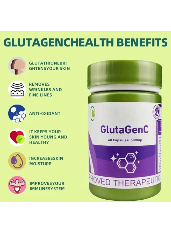 Day Wins 2-Bottles Gluta Gen C 60 Capsules, 500mg GlutagenC Whitening Capsules, Simplee Supplements Glutathione, Collagen & Vitamins Suitable for older women - Image 4