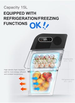 KASTWAVE 15L Double Tank Refrigerator for Tesla Model Y, Fresh & Constant Temperature, 12V Car Fridge 16 Quart Portable Freezer Compressor Cooler for Tesla Model Y (-20°C, Black)  - Image 2