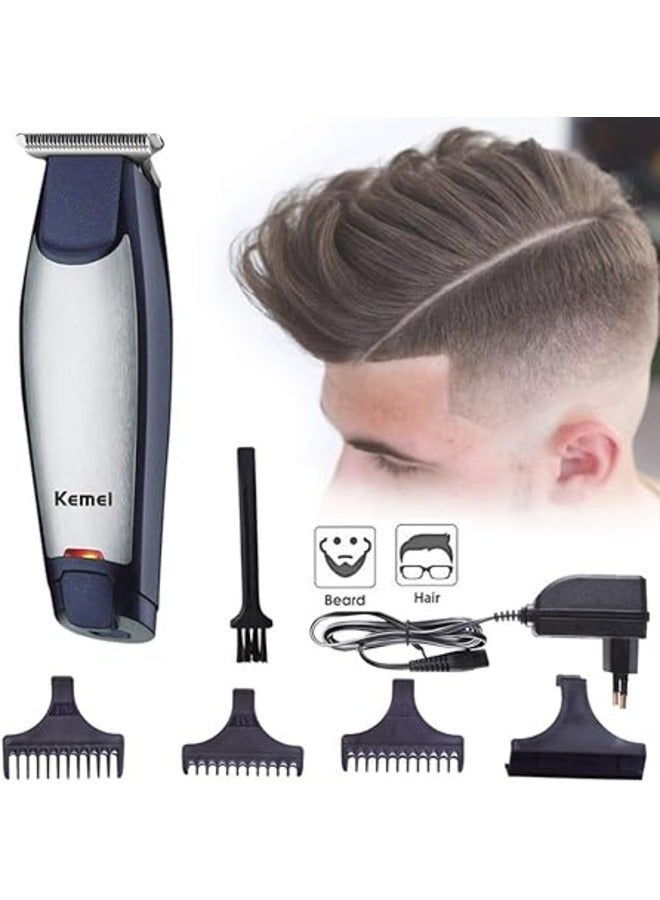Kemei 5021 Hair Clipper, Electric Hair Clipper, Rechargeable Shaver, Barber, Hair Cutting, Shaving Machine for Men, Beard Shaver Silver/Blue - Image 1