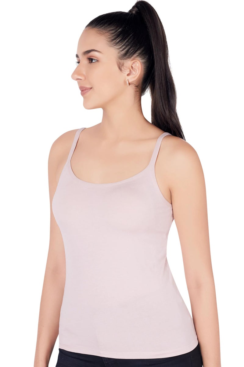 PLUMBURY Women Cotton Relaxed Fit Padded Camisole Adjustable Spaghetti Strap Tank Top with Built-in Shelf Bra,Pink Size XXL - Image 4